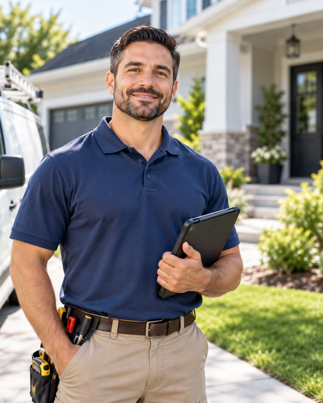 A home service professional finishing a job at a customer&rsquo;s home.